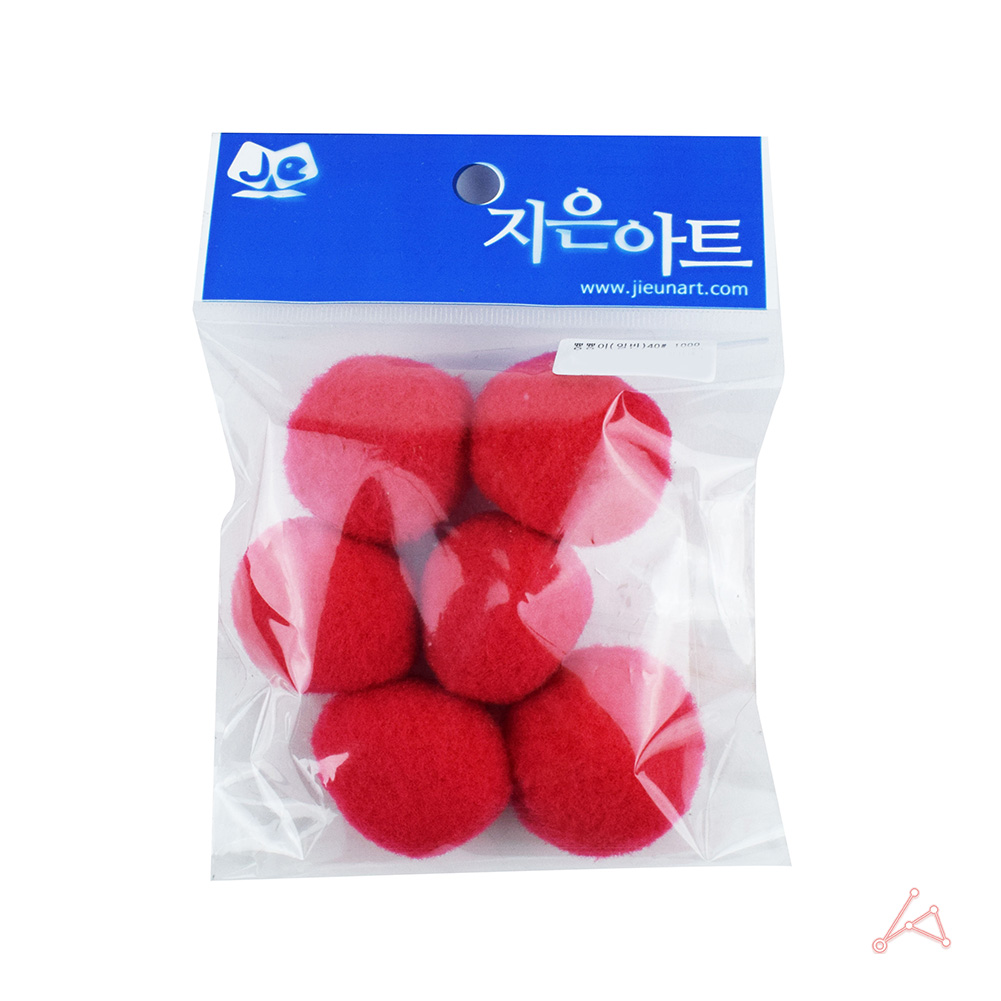 어린이집 유치원 만들기솜 컬러솜 솜방울 40mm 빨강