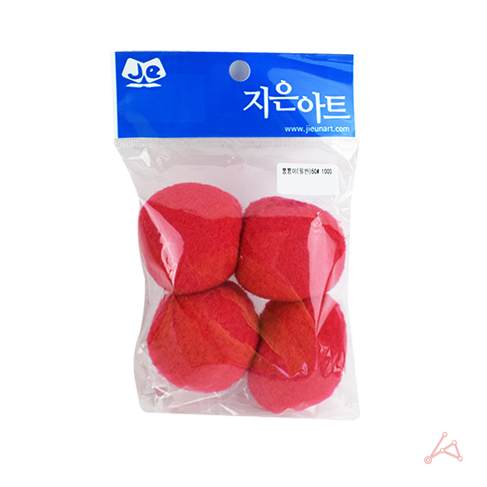 어린이집 유치원 만들기솜 컬러솜 솜방울 50mm 빨강