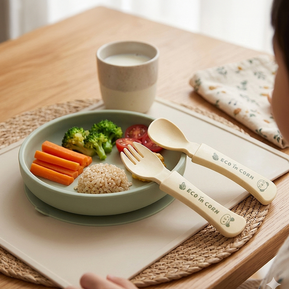 옥수수 유아 스푼포크 세트