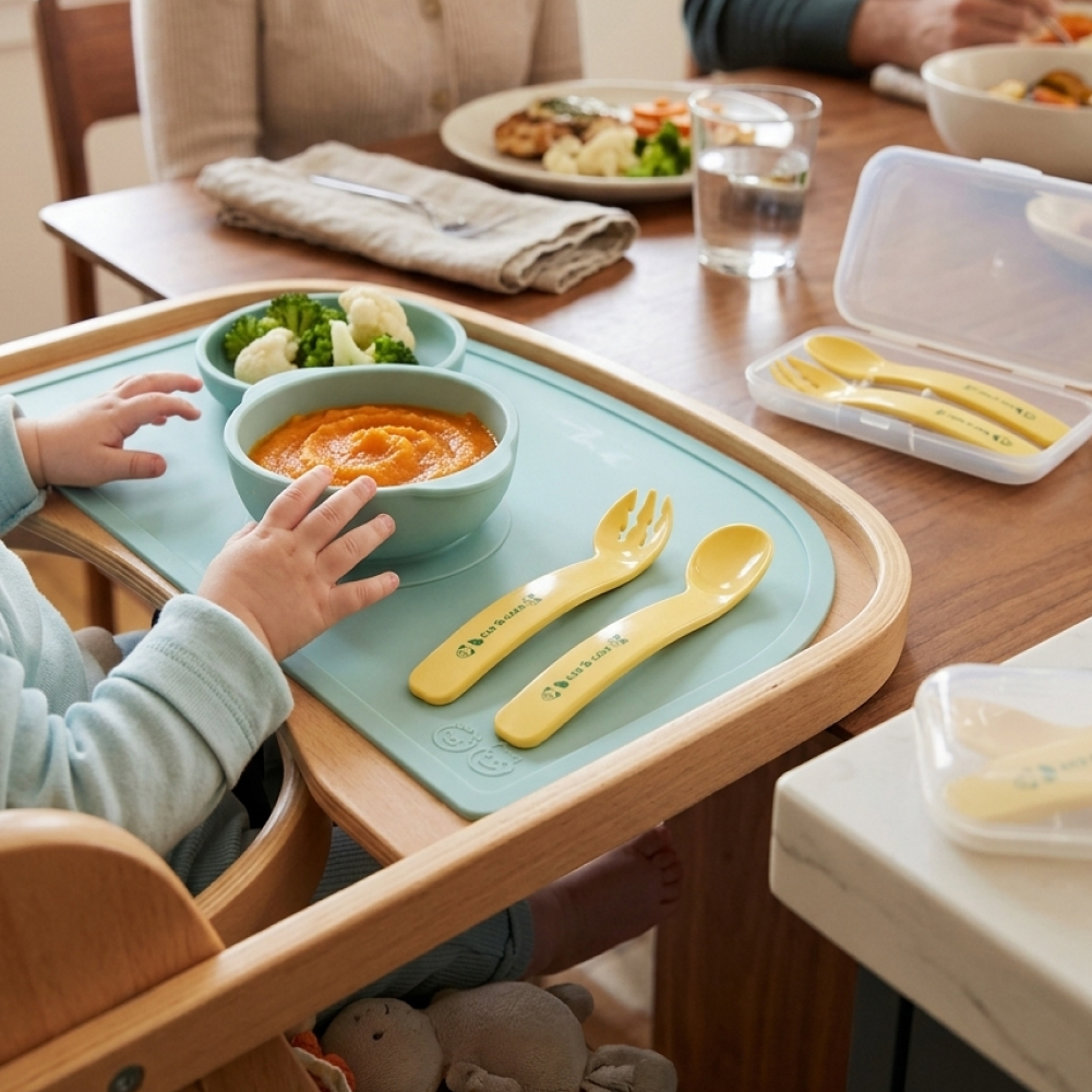 옥수수 베이비 스푼포크케이스 세트