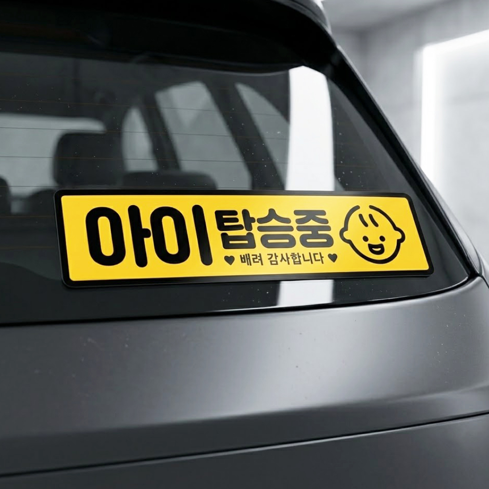 차량용 자석스티커 노랑 아이탑승