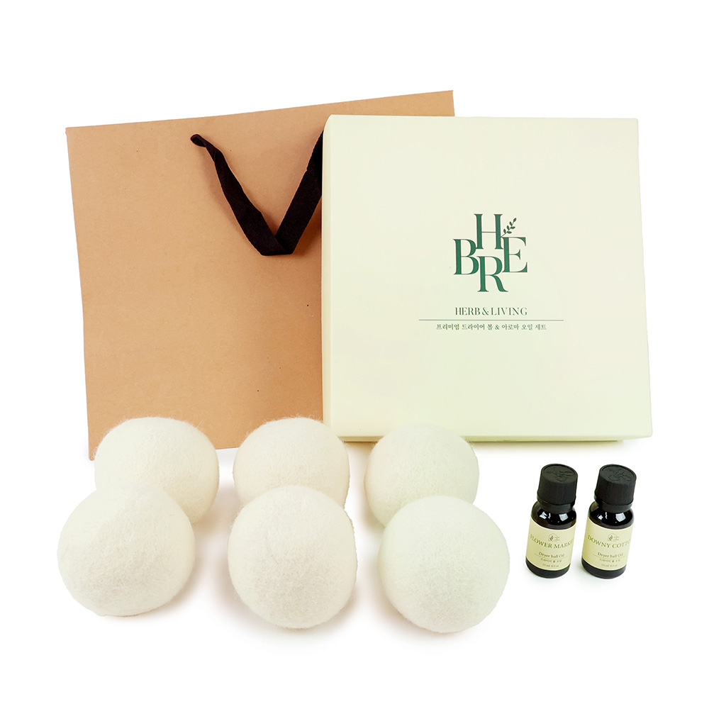 허브앤리빙 프리미엄 건조기 양모볼 선물세트(다우니코튼+플라워마켓)
