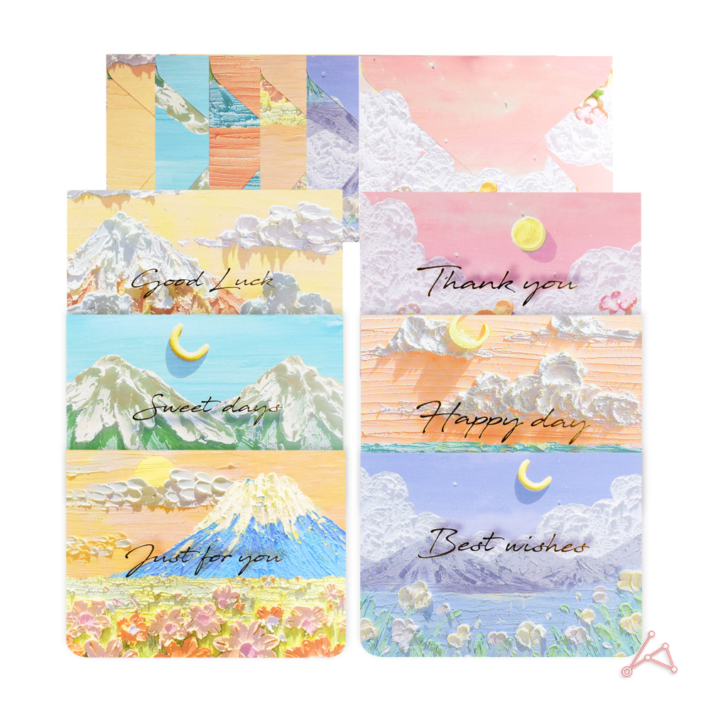 편지카드 봉투 스티커 세트 6p