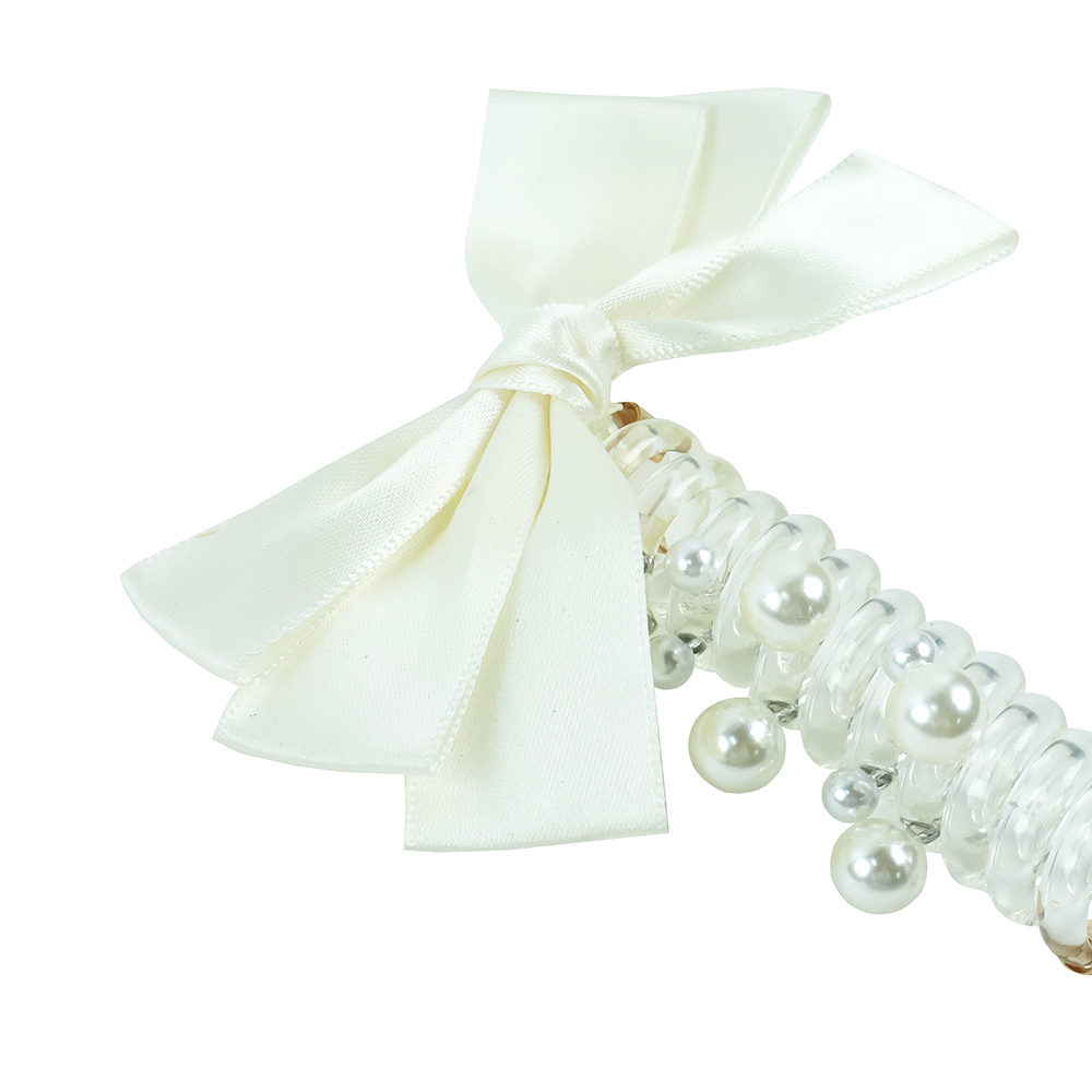 인조 진주 리본 머리끈