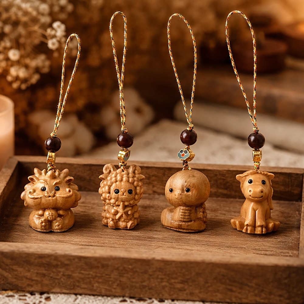 십이지신 원목 키링 진사오미