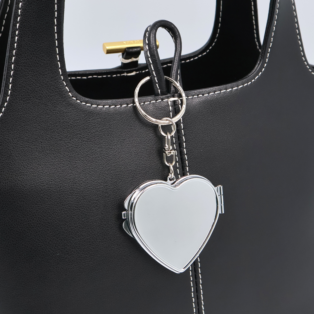 접이식 양면 스텐 미니 손거울 열쇠고리