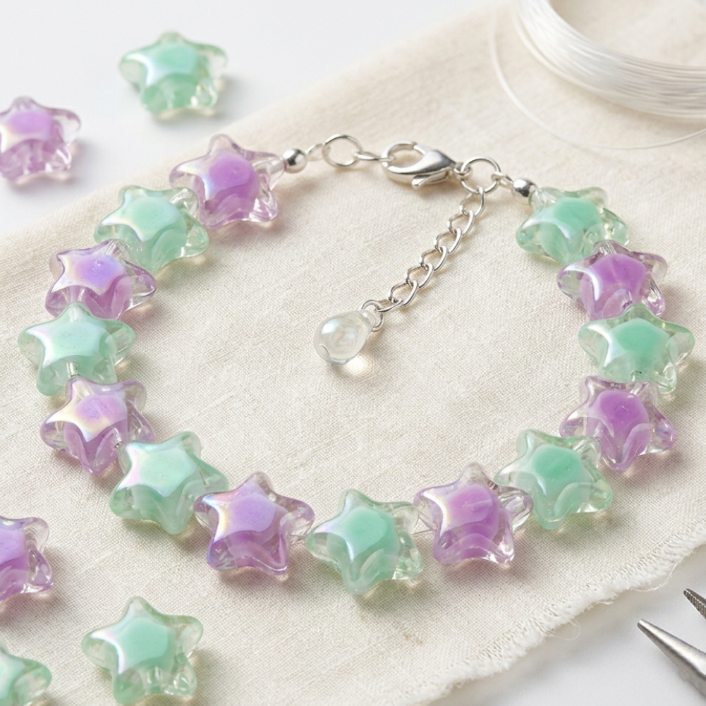 공예용 오로라 별 비즈 10p