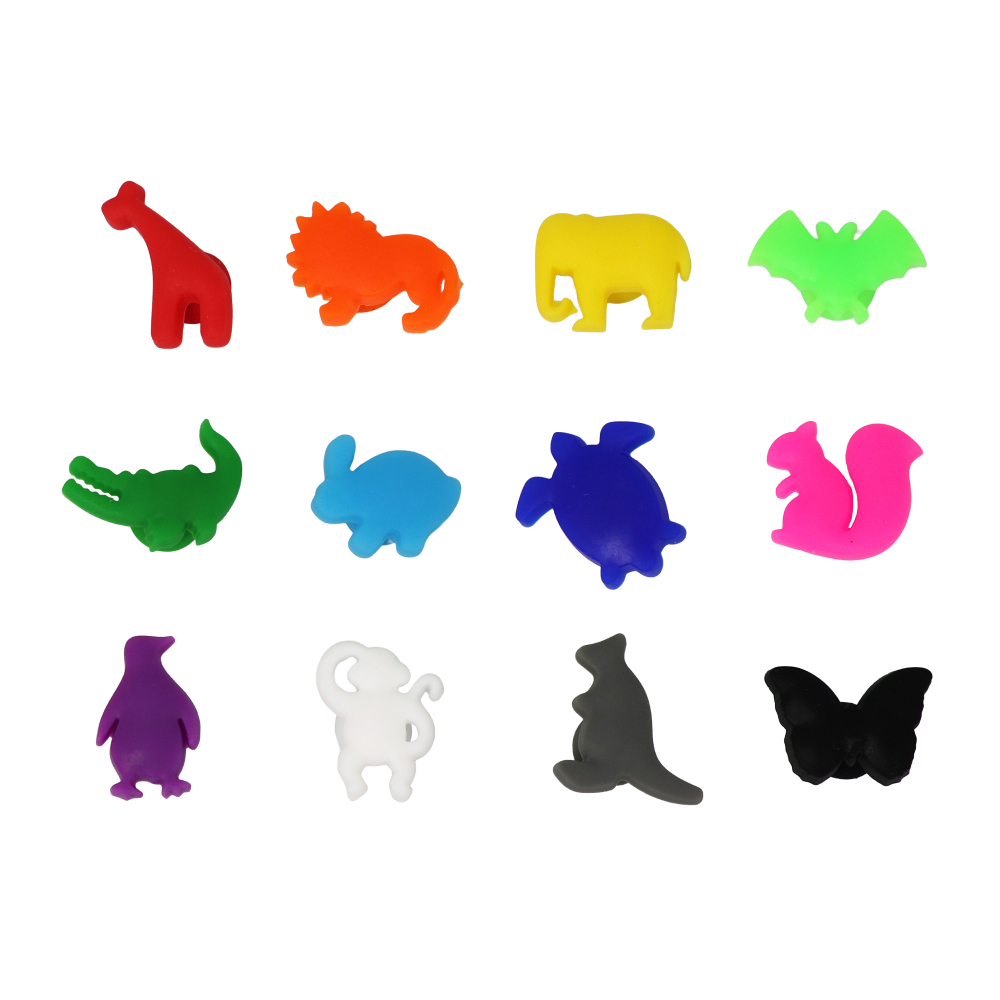 홈파티용 유리 와인잔 동물 모양 컵 마커 12P