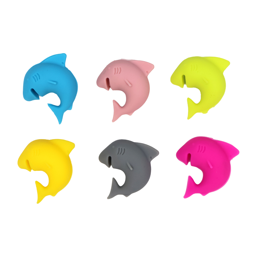 파티용 유리 와인잔 상어 모양 컵 마커 6P