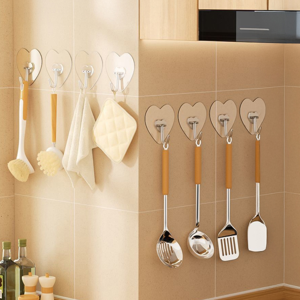 다용도걸이 투명 하트고리 10p