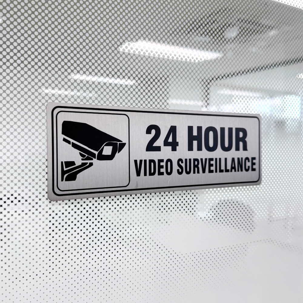 CCTV 24 시간 녹화중 표지판블랙