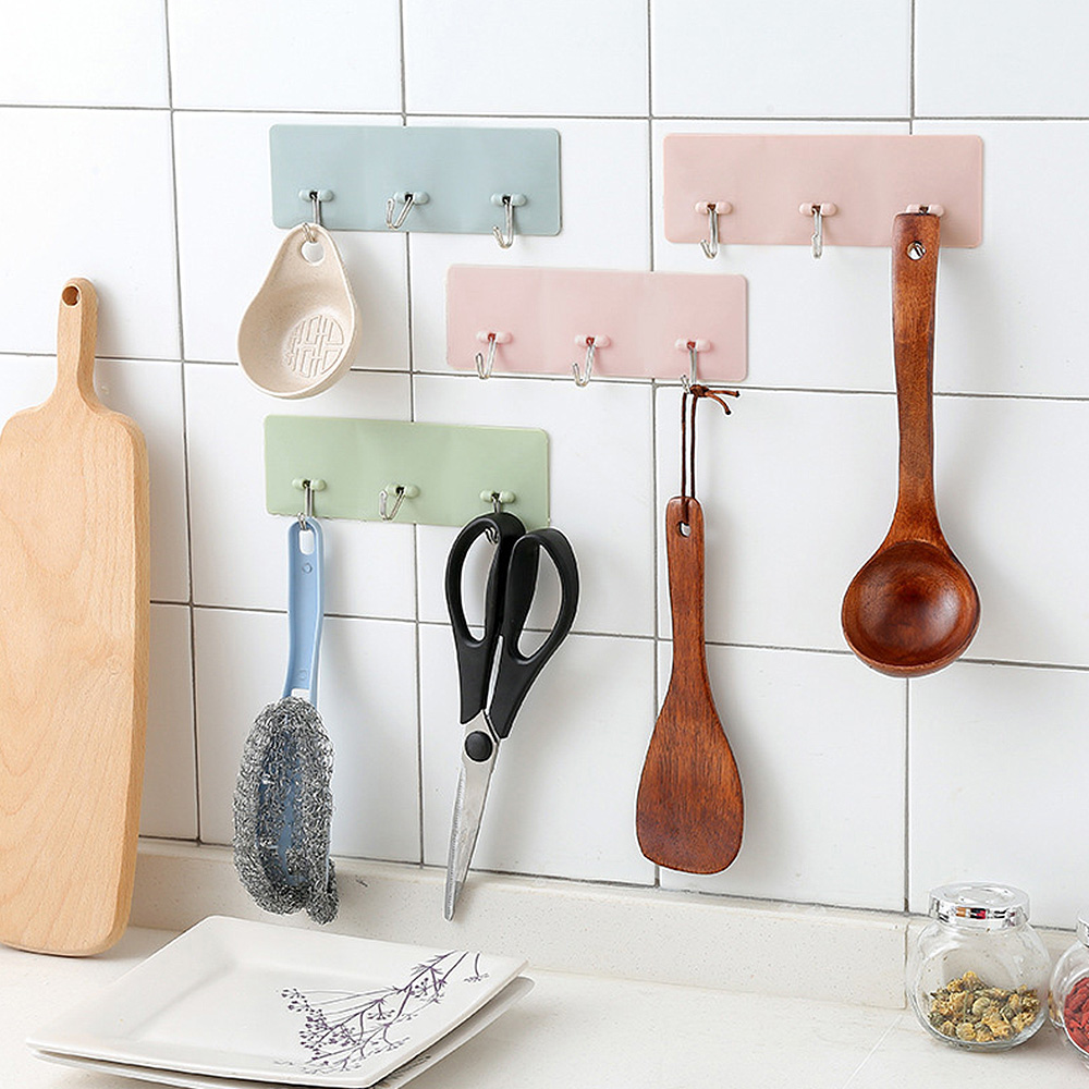 다용도 3구 접착 후크 3p