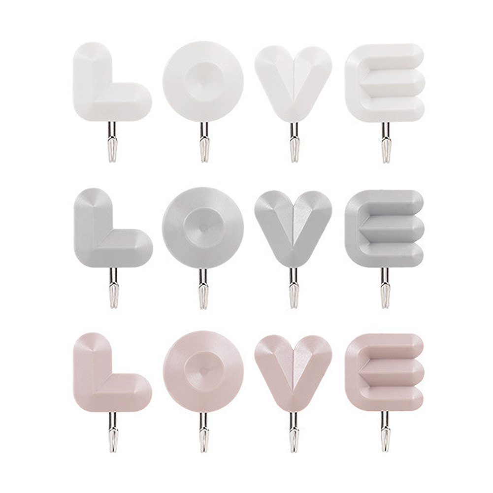 LOVE모양 부착행거 3색 혼합세트